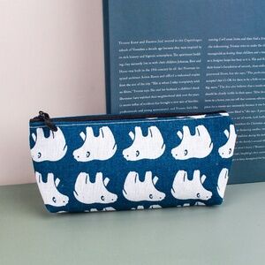 Blue Polar Bear Pencil/Glasses Case Makeup Bag NWT